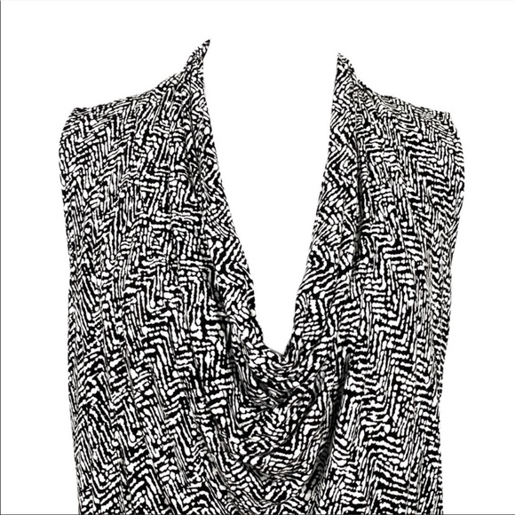 087 - MICHAEL Michael Kors Black White Cowl Sleeveless Top M - Picture 2 of 7